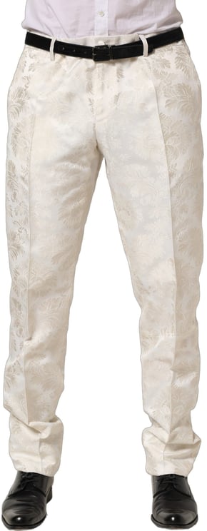 Dolce & Gabbana Dolce & Gabbana White Floral Men Dress Formal Trouser Pants