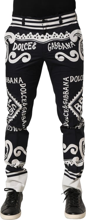 Dolce & Gabbana Dolce & Gabbana Black Cotton Poplin MarinaPrint Trouser Pants