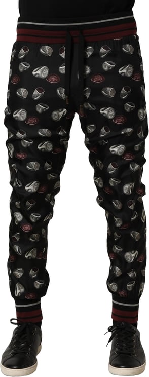 Dolce & Gabbana Dolce & Gabbana Pants Black Ring Print Silk Jogging Trousers