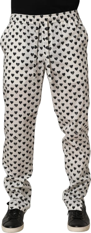 Dolce & Gabbana Dolce & Gabbana White Graphic Heart Print Men Trousers Pants
