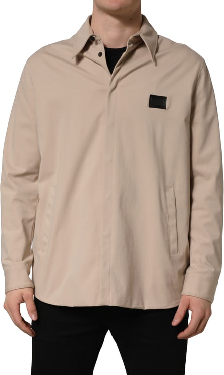 Dolce & Gabbana Dolce & Gabbana Beige Logo Overshirt Cotton Men Casual Shirt