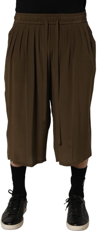 Dolce & Gabbana Dolce & Gabbana Brown Silk Mid Waist Pleated Bermuda Shorts