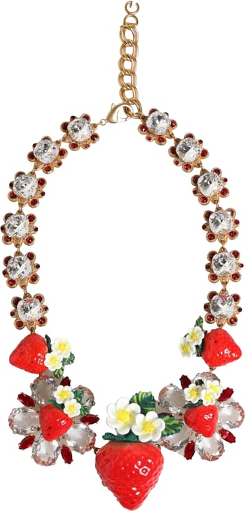 Dolce & Gabbana Dolce & Gabbana Gold Brass FRUIT Pendants Flowers Crystal Logo Necklace