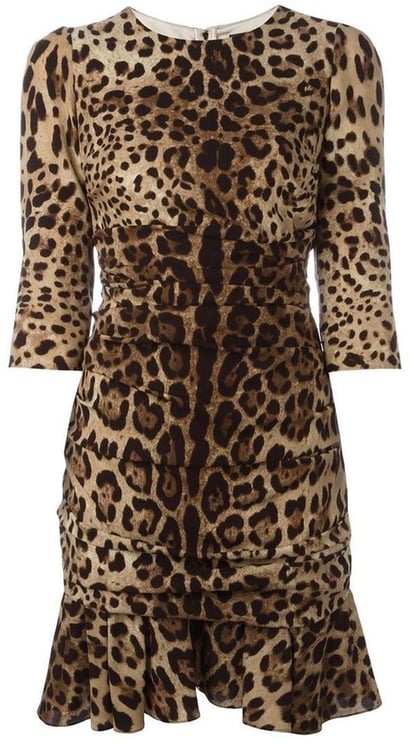 Dolce & Gabbana Dolce & Gabbana Silk Leopard Ruched Dress