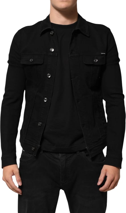 Dolce & Gabbana Dolce & Gabbana Black Cotton Denim Stretch Button Up Jacket