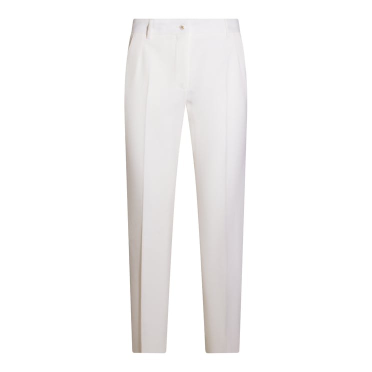 Dolce & Gabbana White Wool Straight-Leg Pants