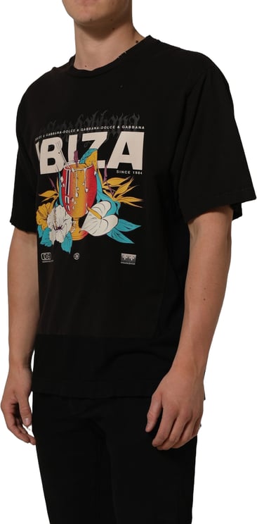 Dolce & Gabbana Dolce & Gabbana Black Tropical "IBIZA" Men Crew Neck T-shirt