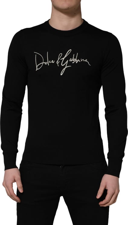 Dolce & Gabbana Dolce & Gabbana Black embroidered Logo Crew Neck Pullover Sweater