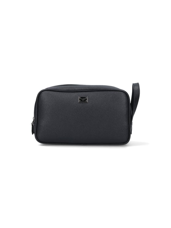 Dolce & Gabbana Rectangular Black Calf Leather Beauty Case