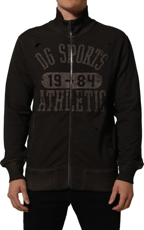Dolce & Gabbana Dolce & Gabbana Brown Logo Print Full Zip Sweatshirt Sweater