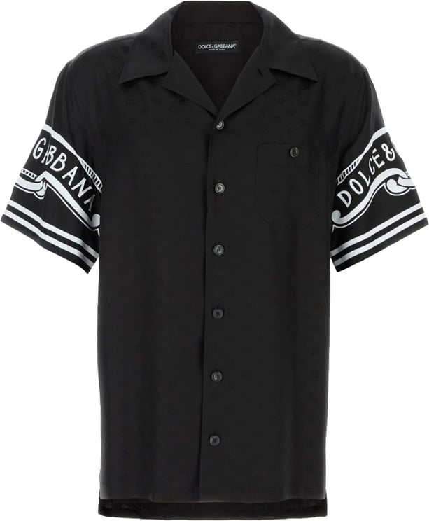 Dolce & Gabbana Short-Sleeved Black Shirt With Sporty Stripes