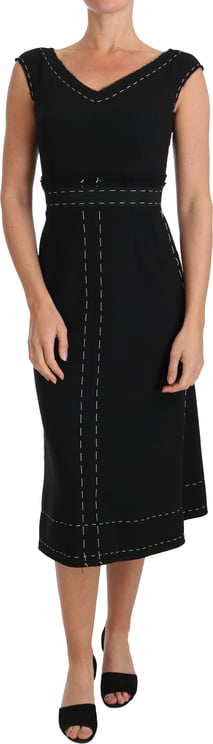 Dolce & Gabbana Dolce & Gabbana Black Wool Stretch A-line Sheath Dress