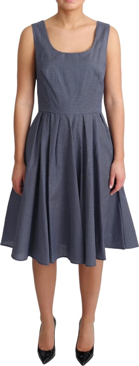 Dolce & Gabbana Dolce & Gabbana Blue Polka Cotton A-Line Stretch Dress
