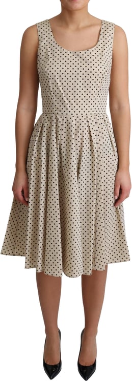 Dolce & Gabbana Dolce & Gabbana Beige Polka Dotted Cotton A-Line Dress
