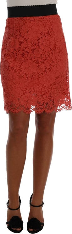 Dolce & Gabbana Dolce & Gabbana Orange Macramé Lace Pencil Skirt