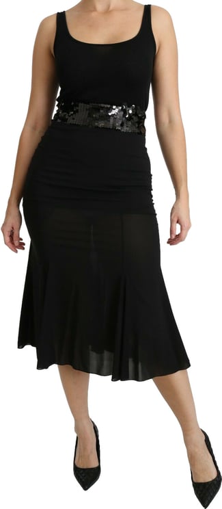 Dolce & Gabbana Dolce & Gabbana Black Mermaid High Waist Midi Silk Skirt