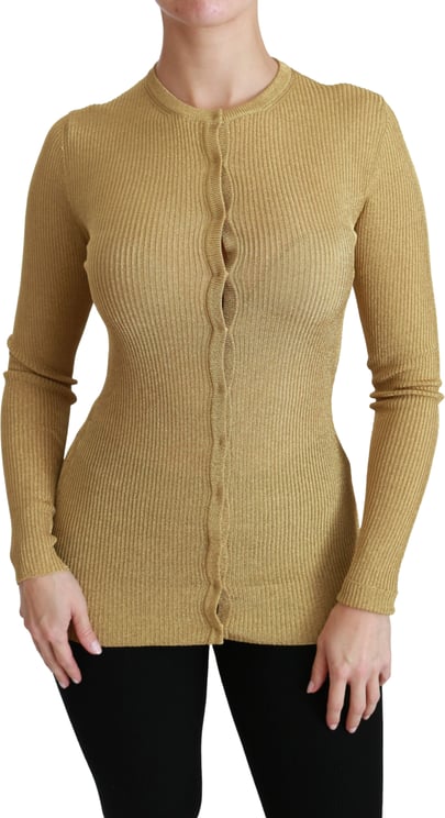 Dolce & Gabbana Dolce & Gabbana Gold Long Sleeve Cardigan Viscose Sweater