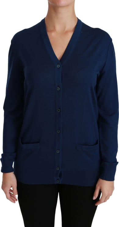 Dolce & Gabbana Dolce & Gabbana Blue Button Cardigan Virgin Wool Sweater
