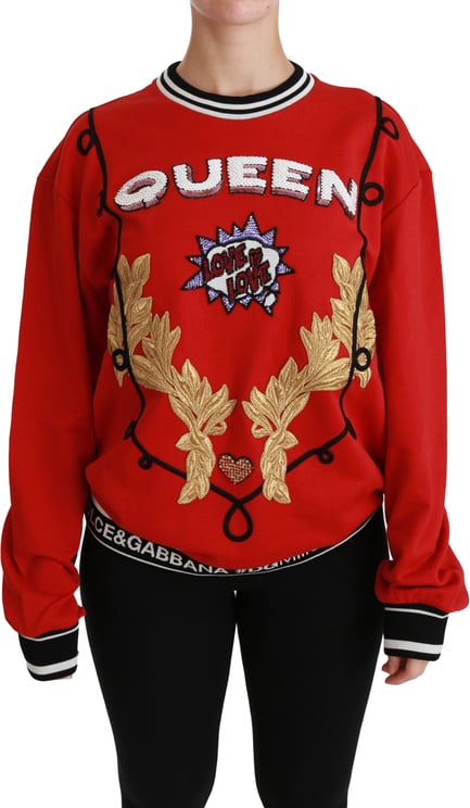 Dolce & Gabbana Dolce & Gabbana Red Queen Sequined Love Pullover Sweater