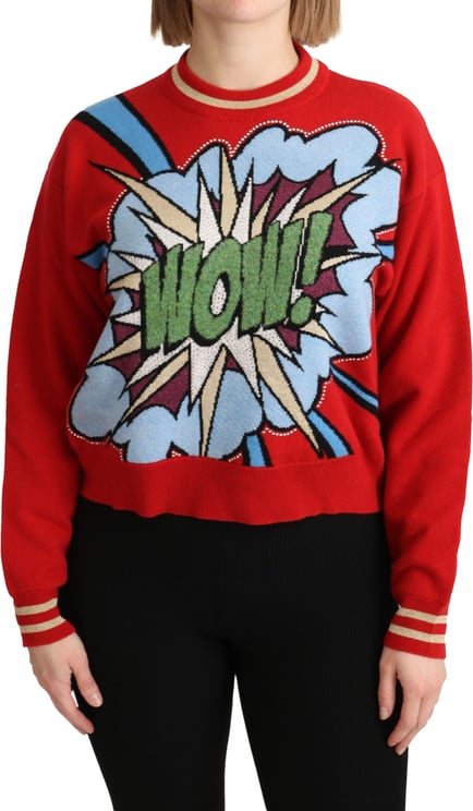 Dolce & Gabbana Dolce & Gabbana Red Knitted Cashmere Cartoon Top Sweater