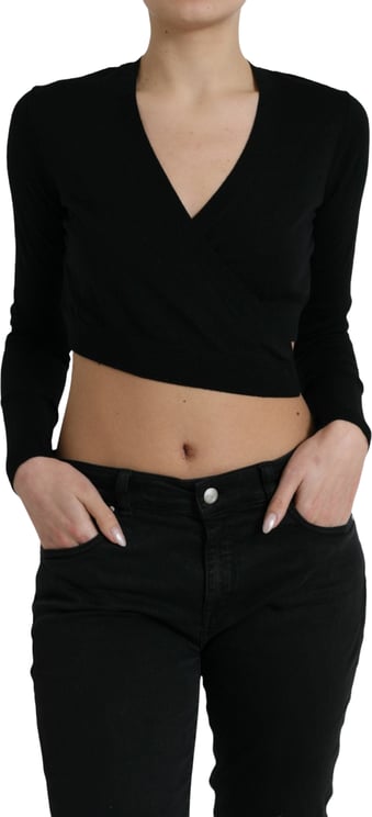 Dolce & Gabbana Dolce & Gabbana Black Wool V-neck Crossed Cardigan Sweater