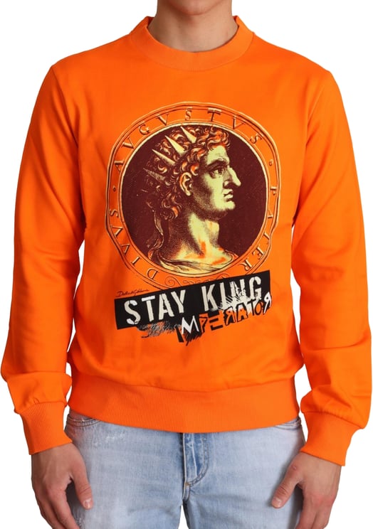 Dolce & Gabbana Dolce & Gabbana Orange King Ceasar Cotton Pullover Sweater