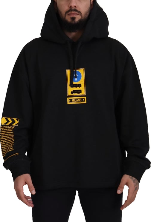 Dolce & Gabbana Dolce & Gabbana Black Cotton Hooded DG Shield Pullover Sweater