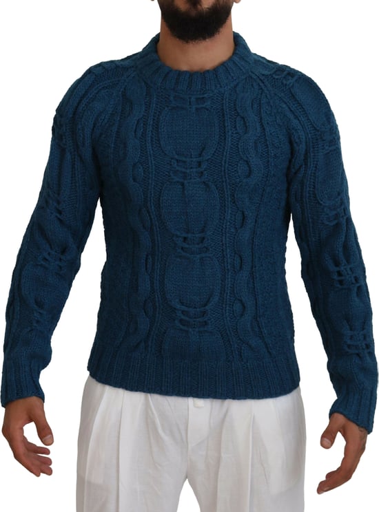 Dolce & Gabbana Dolce & Gabbana Blue Knitted Wool Alpaca Pullover Sweater