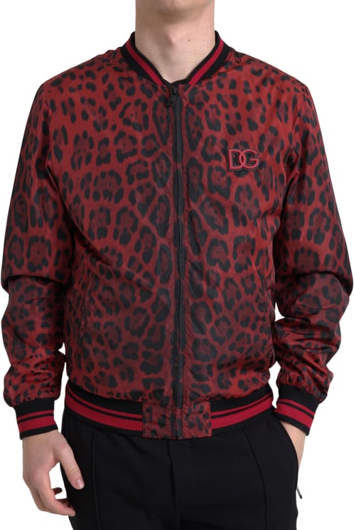 Dolce & Gabbana Dolce & Gabbana Red Leopard Bomber Short Coat Jacket