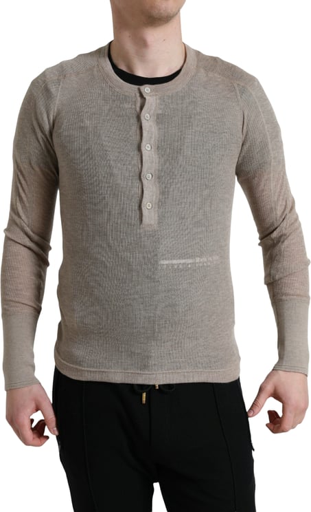 Dolce & Gabbana Dolce & Gabbana Henley Pullover Beige Cashmere Sweater