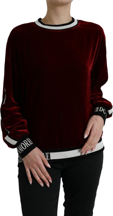 Dolce & Gabbana Dolce & Gabbana Bordeaux Velvet Round Neck Pullover Sweater