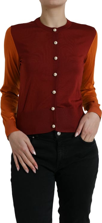 Dolce & Gabbana Dolce & Gabbana Multicolor Silk Crewneck Cardigan Sweater