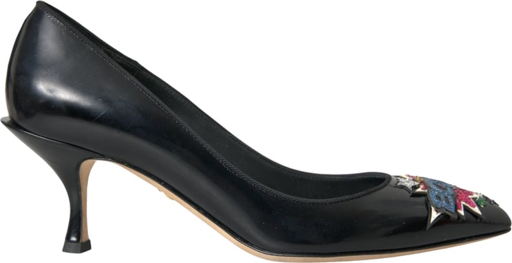 Dolce & Gabbana Dolce & Gabbana Black Leather BOOM Patch Heels Pumps Shoes