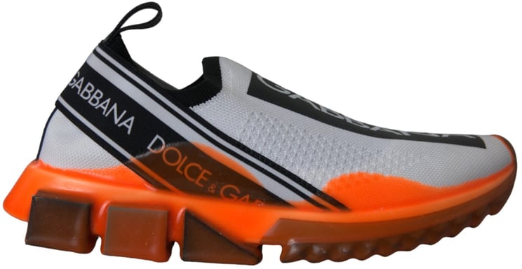 Dolce & Gabbana Dolce & Gabbana Black White Orange Slip On Sorrento Sneakers Shoes