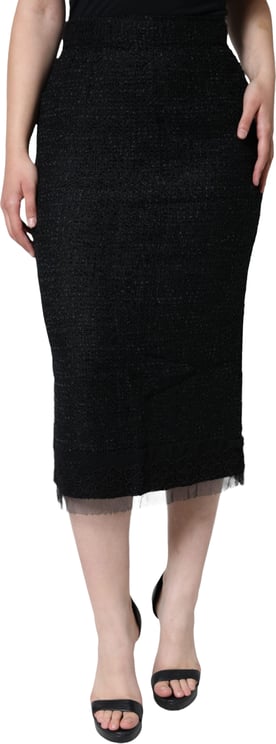 Dolce & Gabbana Dolce & Gabbana Black Virgin Wool Pencil Cut Midi Skirt