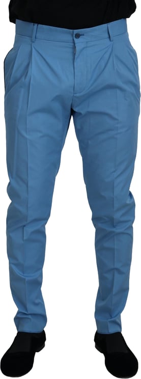 Dolce & Gabbana Dolce & Gabbana Blue Cotton Silk Trousers Chinos Pants