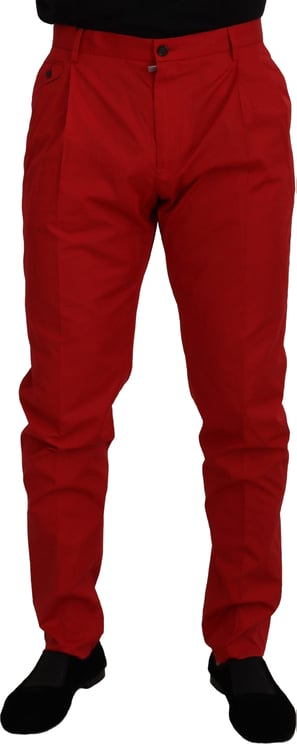 Dolce & Gabbana Dolce & Gabbana Red Cotton Slim Fit Trousers Chinos Pants