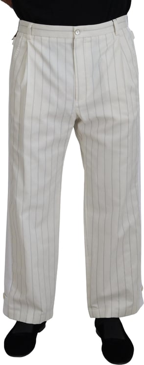 Dolce & Gabbana Dolce & Gabbana White Cotton Striped Formal Pants