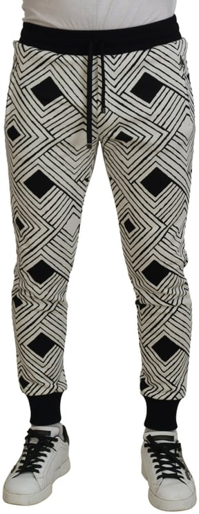 Dolce & Gabbana Dolce & Gabbana Black White Cotton Trousers Sport Pants