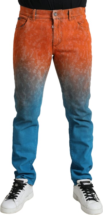 Dolce & Gabbana Dolce & Gabbana Multicolor Ombre Cotton Slim Fit Denim Jeans