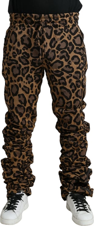 Dolce & Gabbana Dolce & Gabbana Brown Leopard Jacquard Jogger Pants