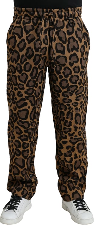 Dolce & Gabbana Dolce & Gabbana Brown Leopard Print Polyester Jogger Pants