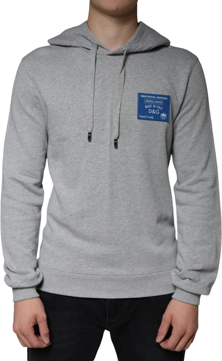 Dolce & Gabbana Dolce & Gabbana Gray Cotton Logo Hooded Sweatshirt Sweater