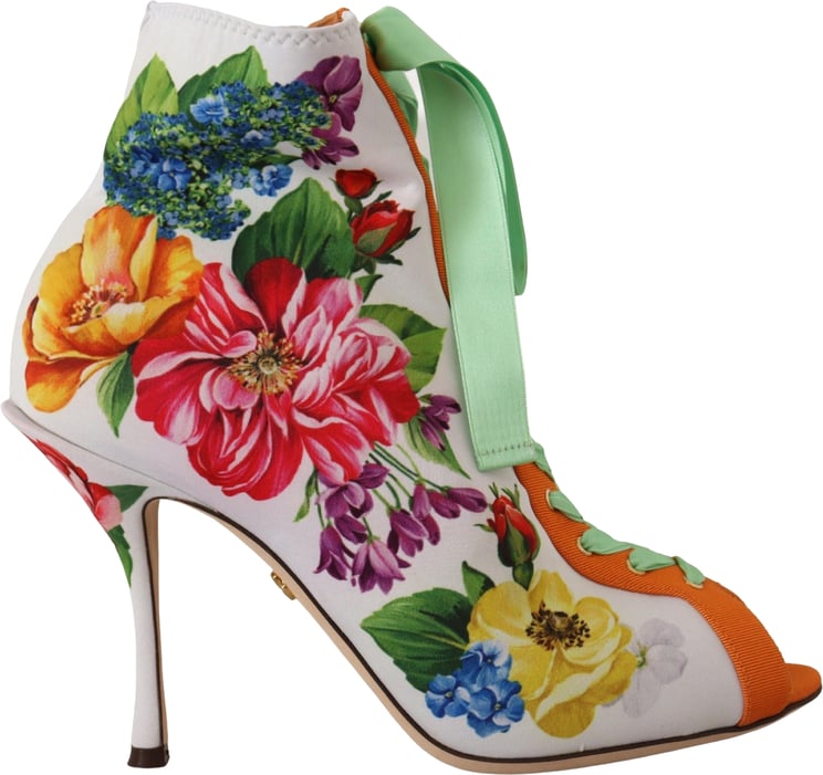 Dolce & Gabbana Dolce & Gabbana White Jersey Stretch Boots Open Toes Heels Shoes