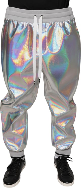 Dolce & Gabbana Dolce & Gabbana Silver Iridescent Men Jogger Sweatpants Pants