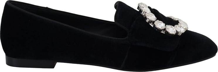 Dolce & Gabbana Dolce & Gabbana Black Velvet Crystals Loafers Flats Shoes