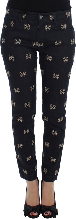 Dolce & Gabbana Dolce & Gabbana Blue Key Embroidered Slim Fit KATE Jeans