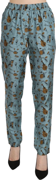 Dolce & Gabbana Dolce & Gabbana Blue Musical Instruments Print Tapered Pants