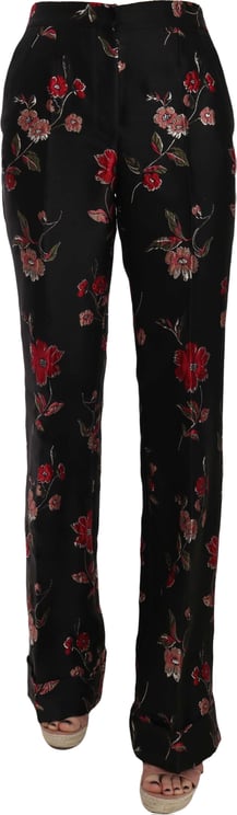 Dolce & Gabbana Dolce & Gabbana Floral Print Black Boot Cut Trouser Pants