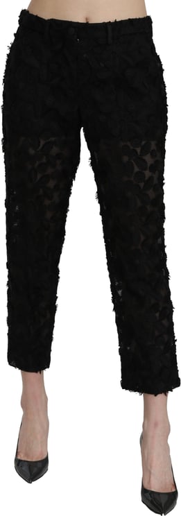 Dolce & Gabbana Dolce & Gabbana Black Lace Straight Cropped High Waist Pants